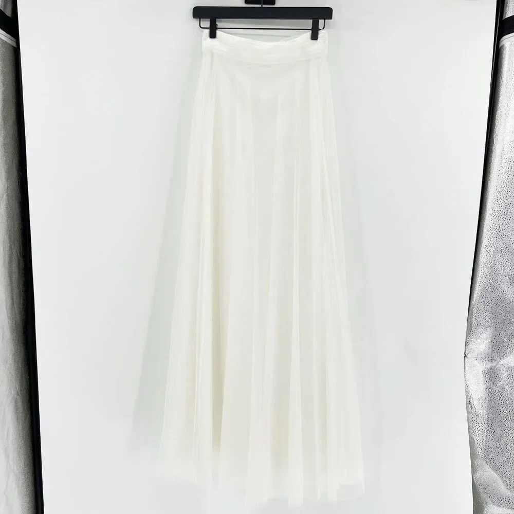 Dessy Collection Bridesmaid Full Length‎ Skirt Womens Size 4 White High Waist